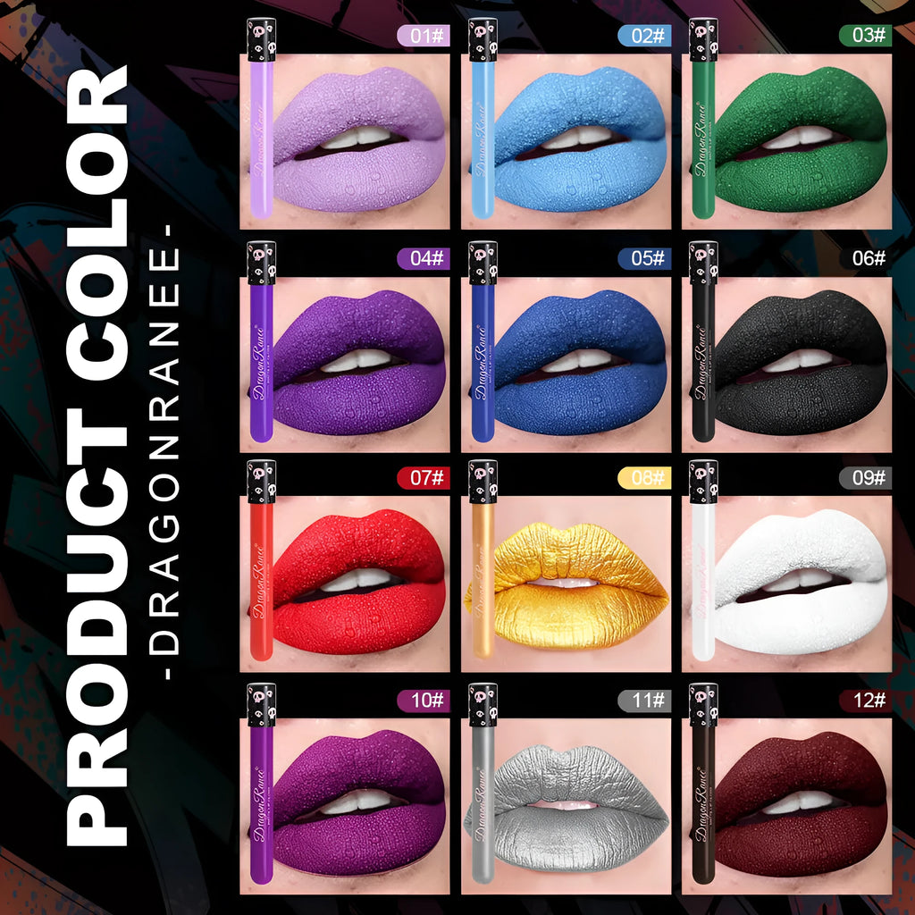 Halloween creative makeup DR160 skull test tube lip gloss in gold silver retro matte finish.