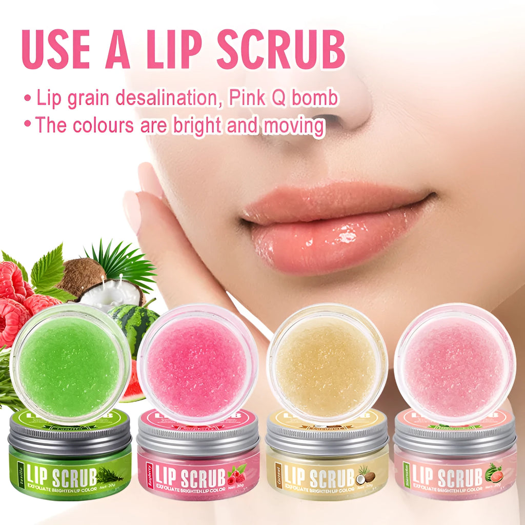 Amatoni fruit flavour lip scrub cream in 30g pot with exfoliating moisturising nourishing care