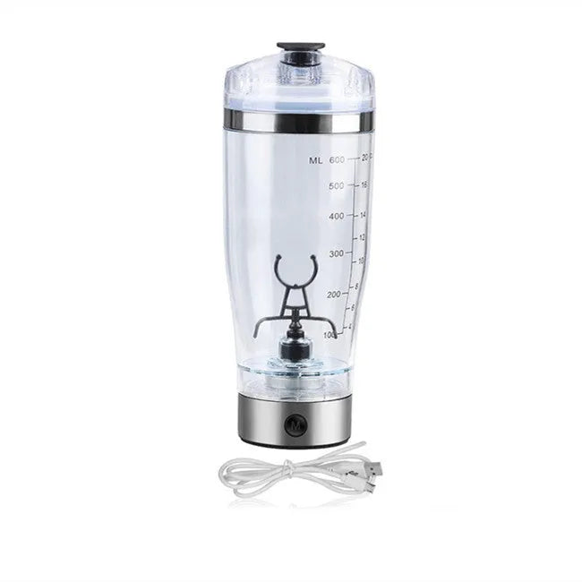 Stainless steel colour USB rechargeable electric protein shaker cup with 600ml capacity