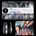 False nail tips with 3D diamond texture in long shaping, showing multiple colour collections.