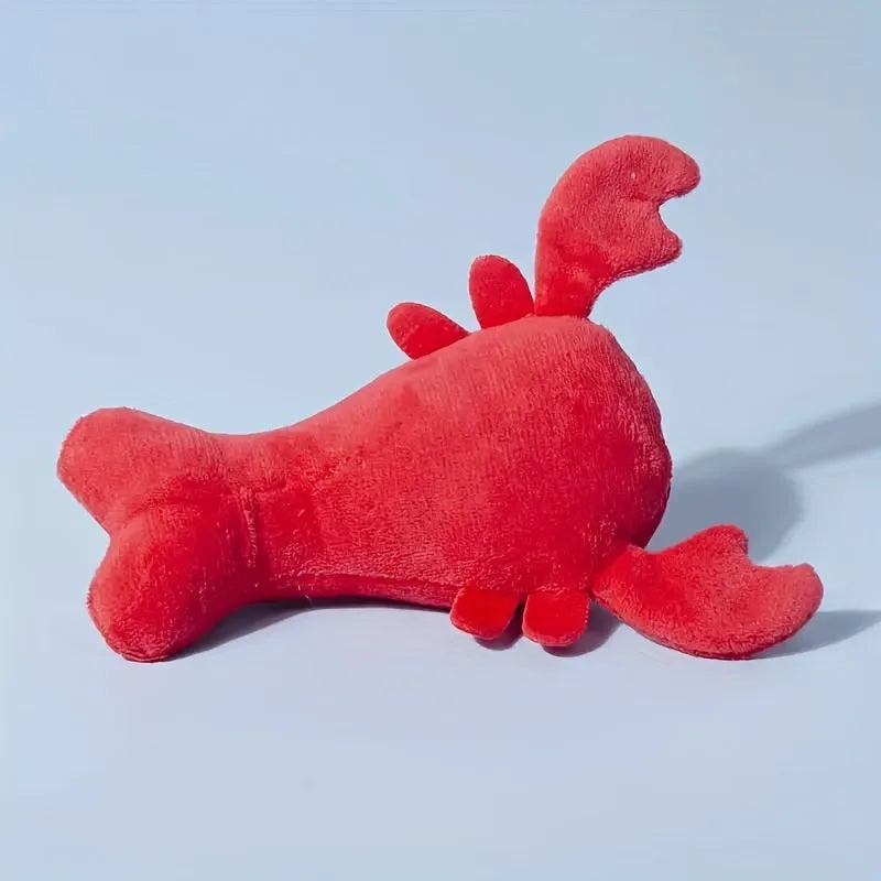 Red lobster stuffed dog toy with squeaker for small medium dogs