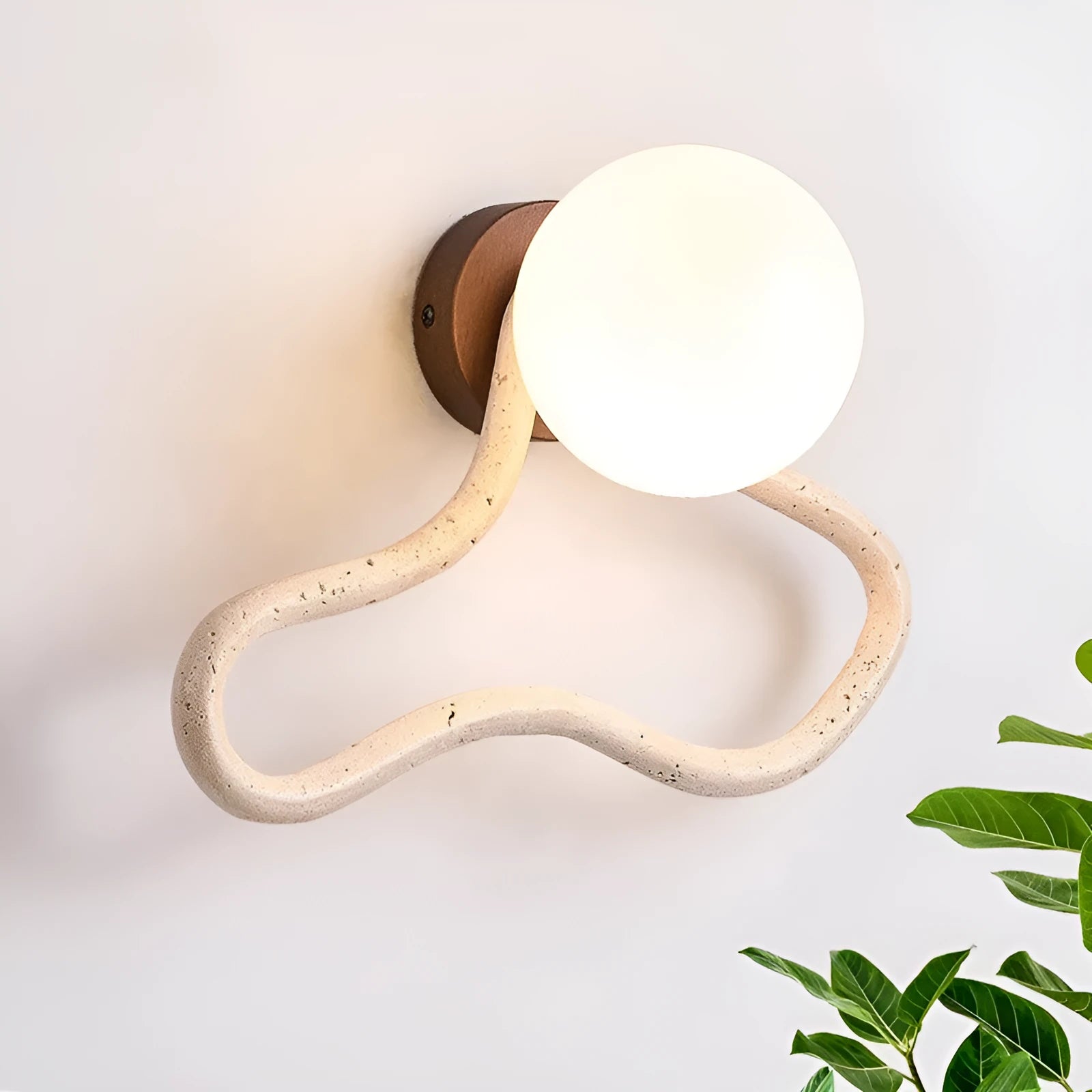 Middle Ancient cream style bedroom wall lamp with white travertine glass shade and solid wood base