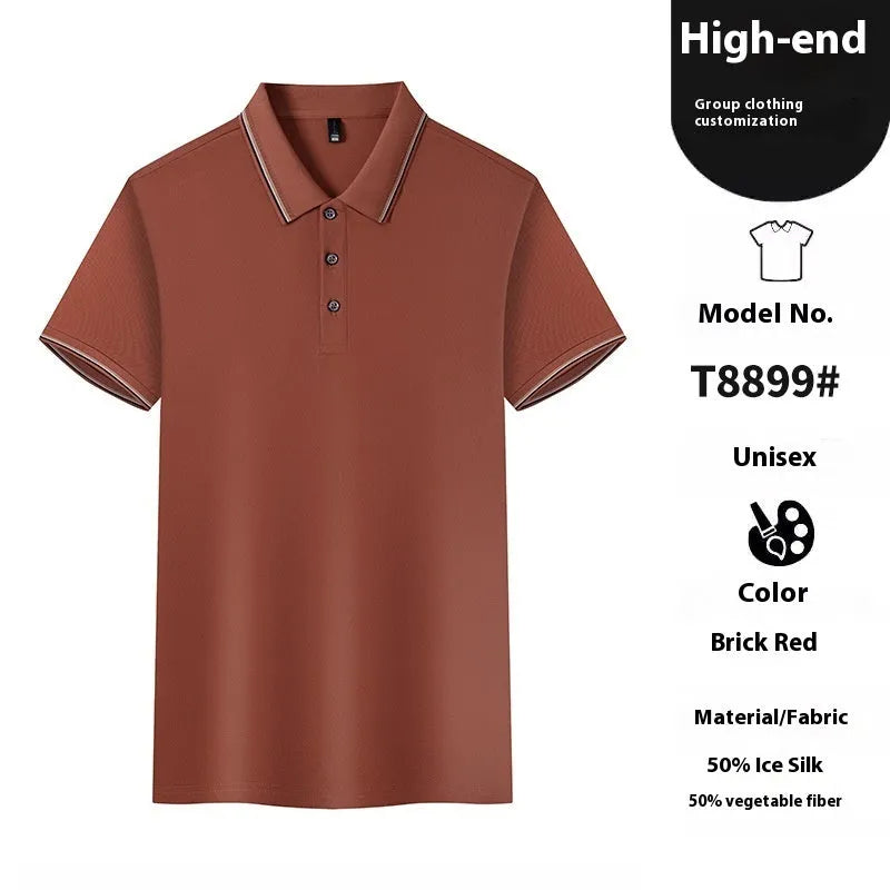 Ice silk polo shirt in solid colour with copper ammonia fibre construction for work uniforms