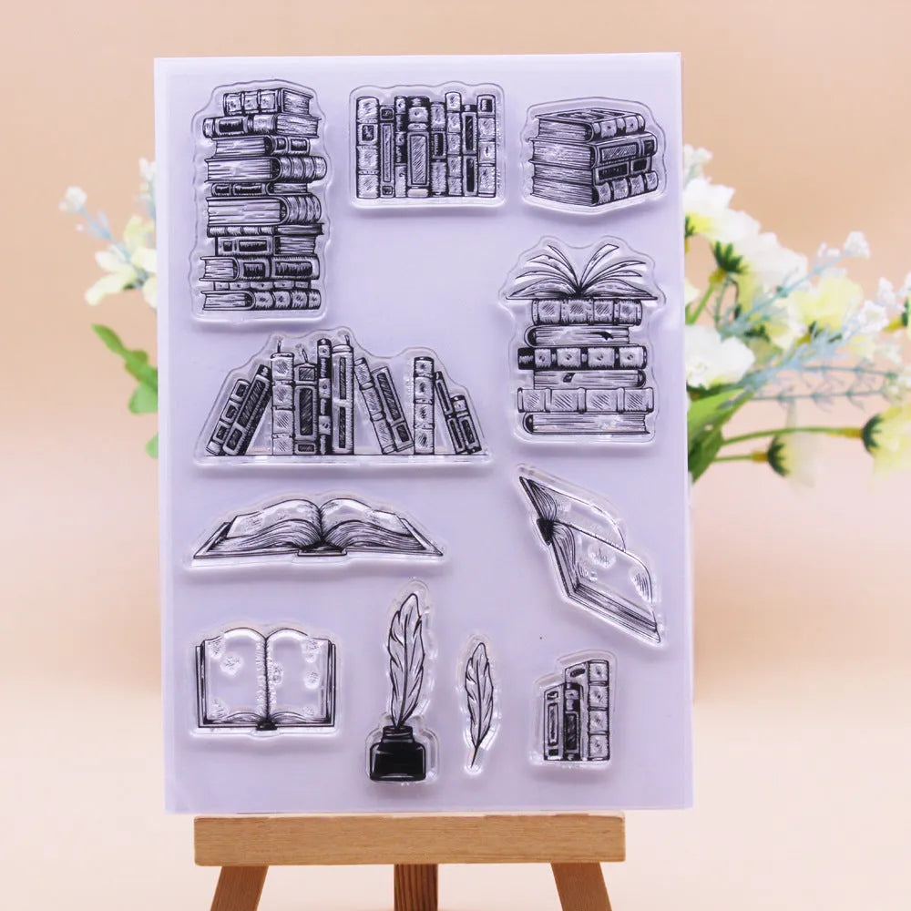 Transparent silicone stamp with seal pattern, dimensions 11cm by 16cm, on a white background.