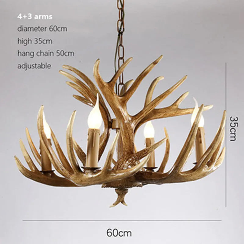 Nordic retro antlers chandelier with four ABS shades in white finish for indoor home lighting