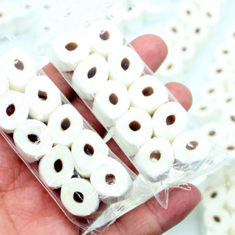 Miniature paper tissue roll model for dollhouse bathrooms measuring 30x15x80mm