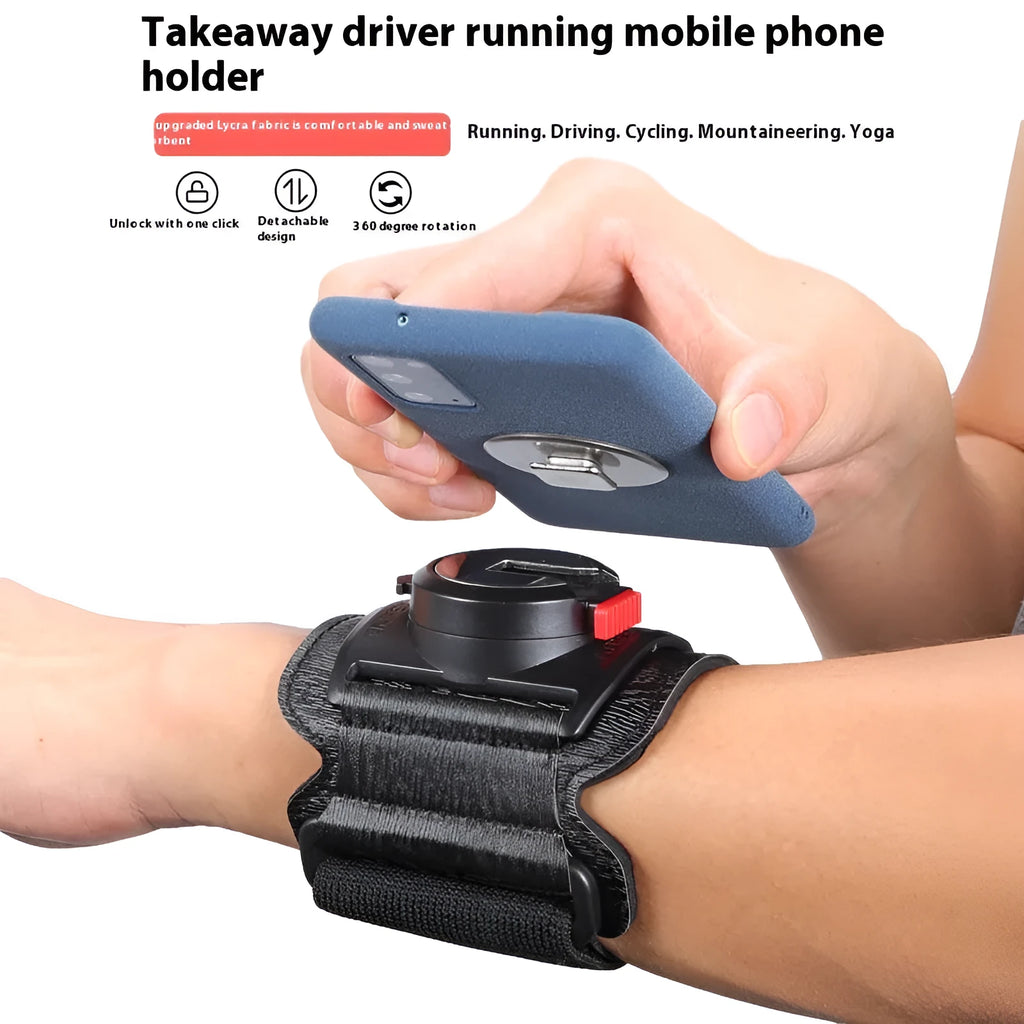 Mobile phone arm bag wrist strap holder in black and army green colours for takeaway driving and sports
