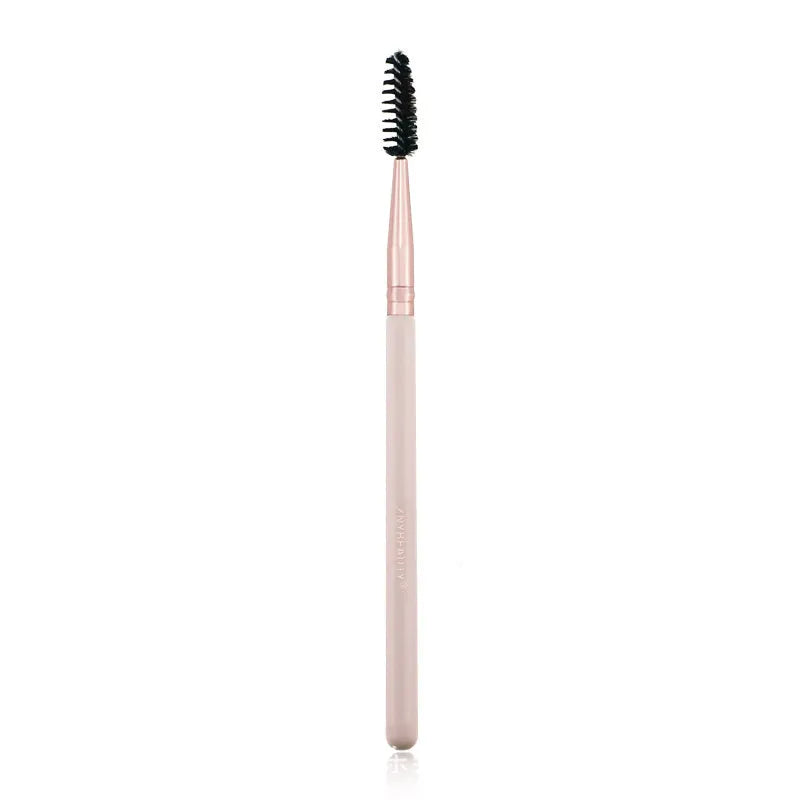 26 pink-handled makeup brushes with wooden handles and a PU storage bag.