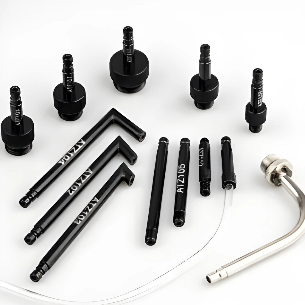 13-piece automatic transmission oil refuelling tool kit with pump and assorted connectors