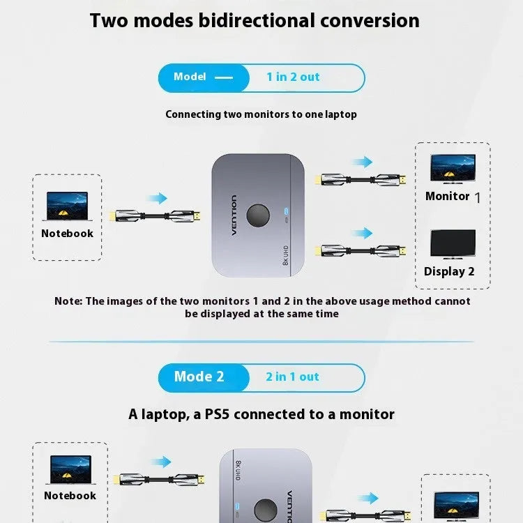 Grey alloy computer audio video converter for HD television connections with cable separator design