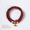 Purple gold cinnabar beads double circle bracelet with lotus seedpod design