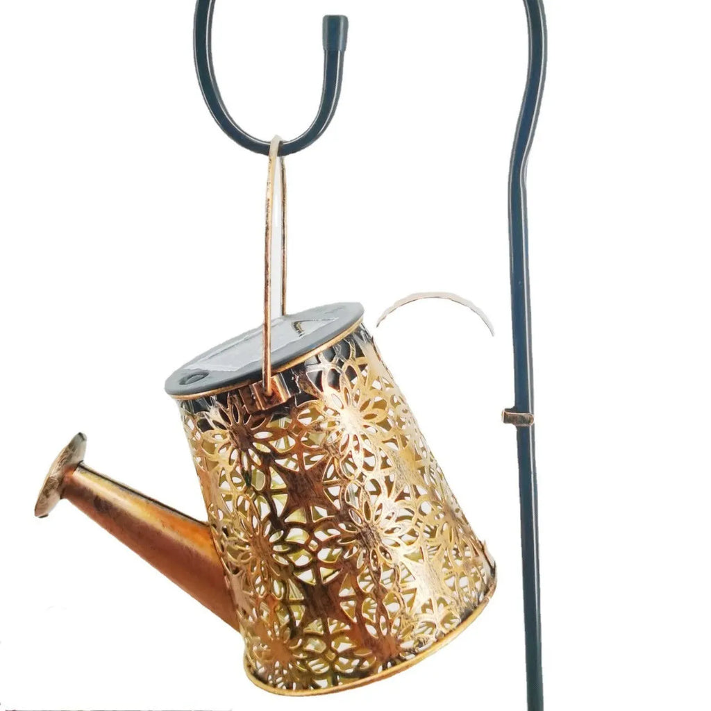 Solar-powered wrought iron butterfly kettle lamp for outdoor courtyard decoration