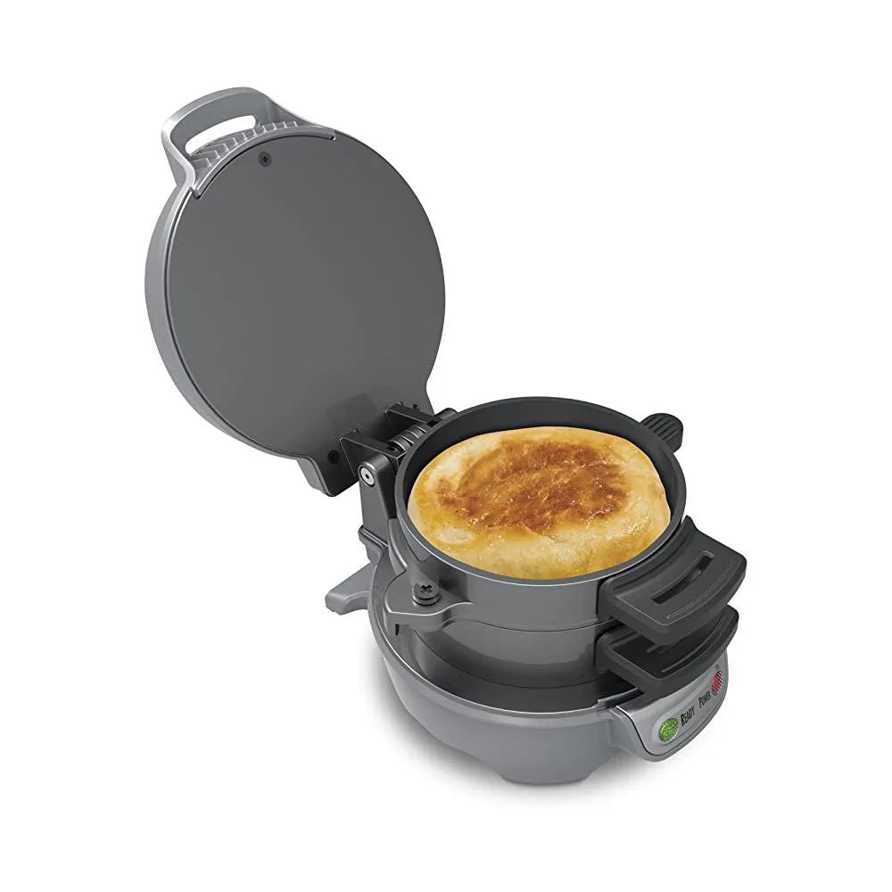 Household breakfast machine sandwich maker with egg cooker ring, 750W, bright red, UK plug