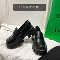 British style wide fit patent leather loafers with rubber sole and muffin base heel design