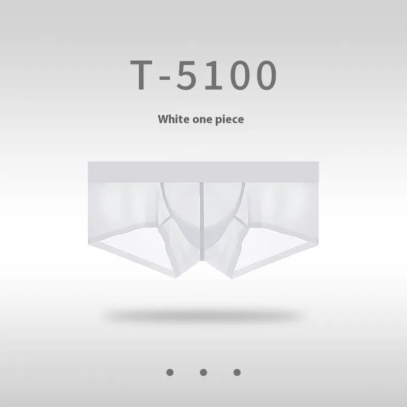 Men's seamless ice silk low waist underwear in multiple colours on a white background.