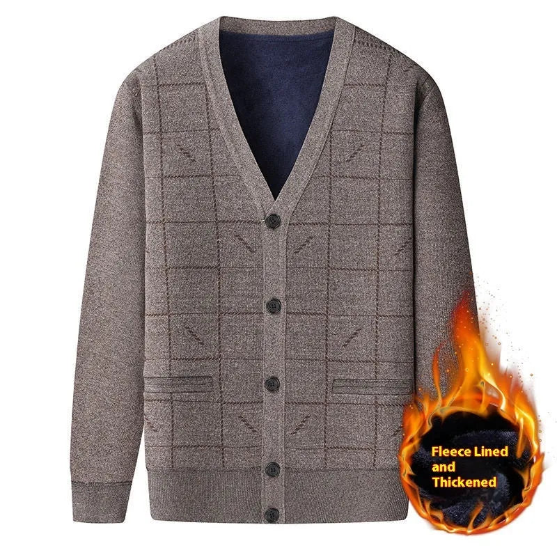 Men's wool-lined cardigan with batwing sleeves in dark grey colour option