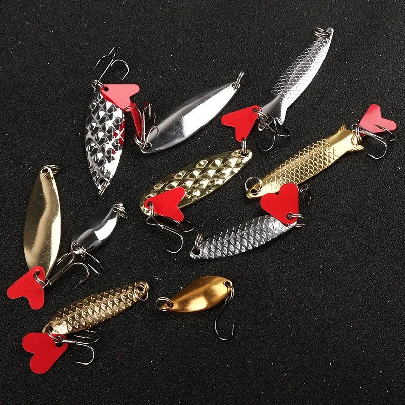 Metal sequin fishing lure components in pineapple shape with gold and silver flash elements