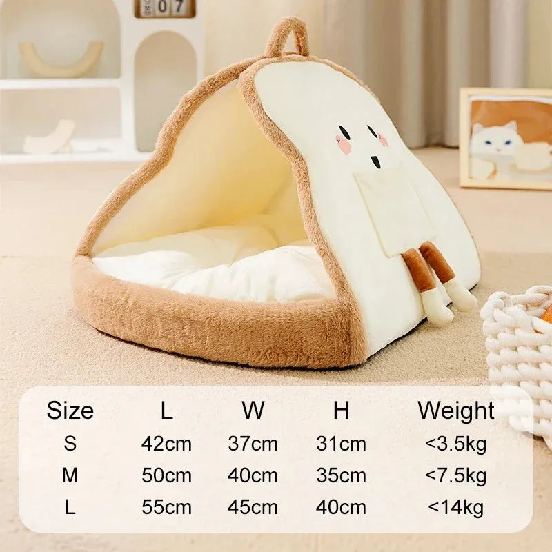 Green winter cat tent for pets with a soft blanket inside, shown in a medium size.