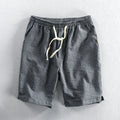 Men's striped cotton casual shorts with loose straight fit and elastic waist in multiple colour options