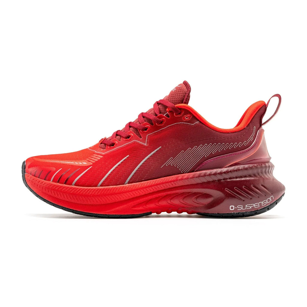 Low-top running sneakers with a breathable mesh upper and rubber sole, shown in a colour option like red or black.