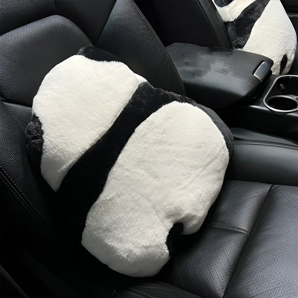 Panda pattern automotive lumbar support cushion with plush soft material in various colour options