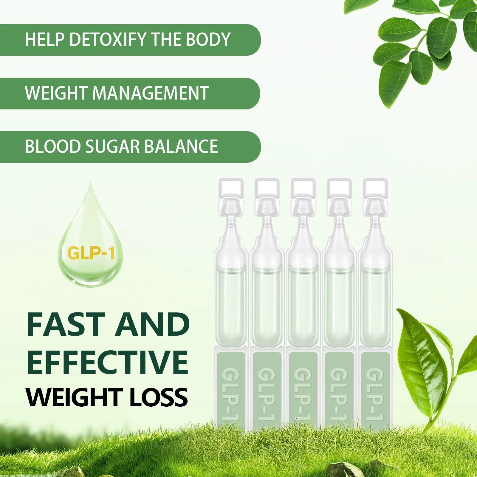 Box of abdomen slimming and firming drops showing 50g content with 5 pieces