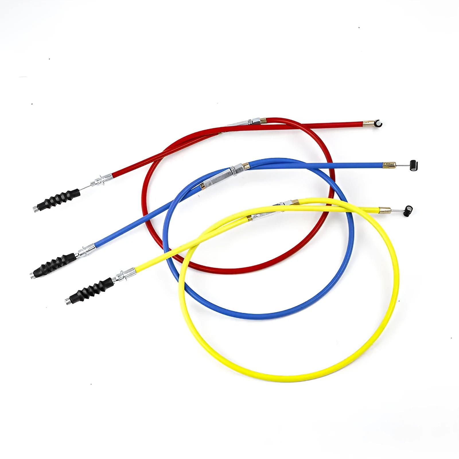 Apollo scrambler motorcycle clutch and accelerator cable in four colours: black, blue, red, yellow, measuring 0.98 metres.