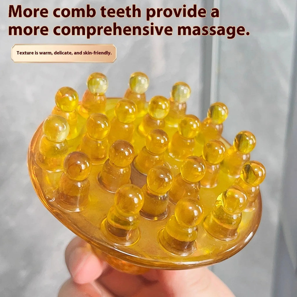Wooden disc massage comb with 21 teeth in coffee brown colour