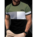 Men's short-sleeved T-shirt with striped digital 3D printing pattern in loose fit casual style
