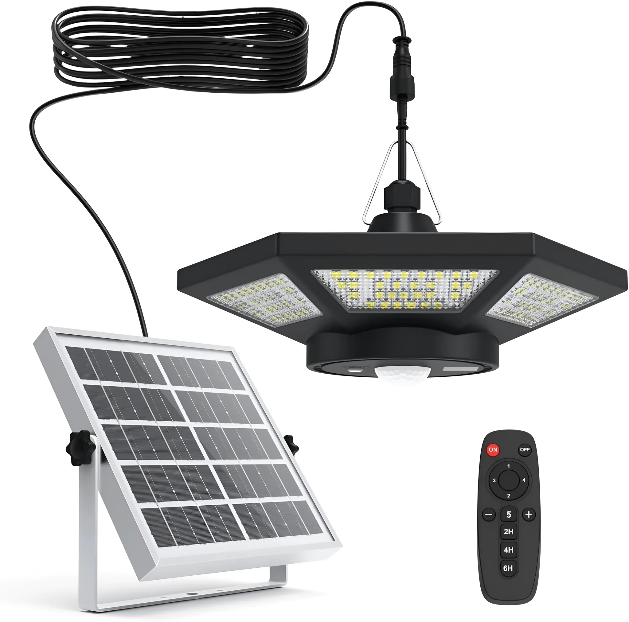 Solar garage light 4-leaf 6-side design 7W outdoor wall lamp with remote control