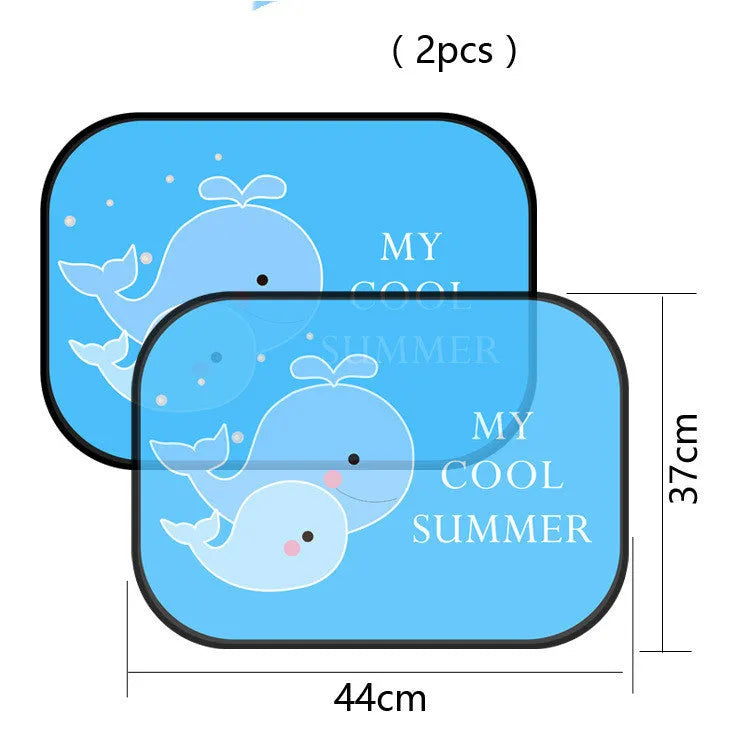 Electrostatic adsorption car side window sunshade with animal designs on nylon mesh