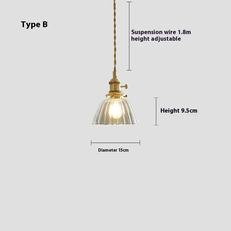 American retro style bedside droplight pendant lamp with warm light