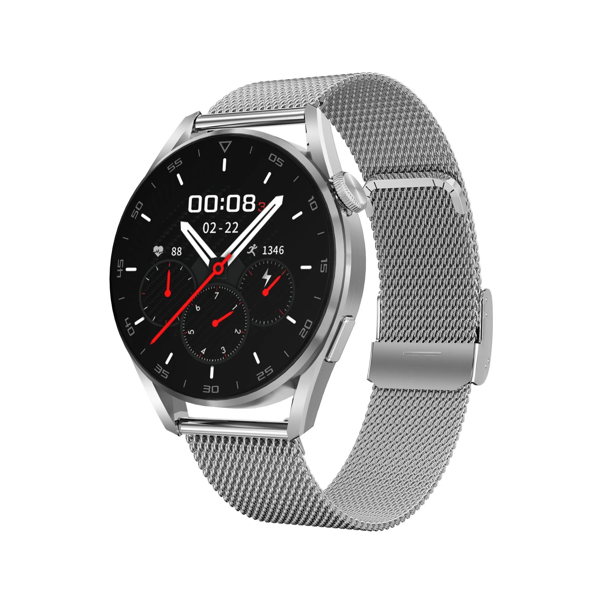 Bluetooth smart watch with call and scan code support on wrist showing 1.3-inch IPS screen