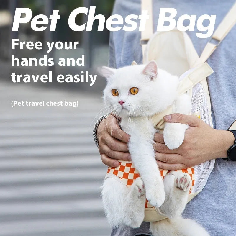 Soft non-woven polyester canvas pet backpack for cat carrying in VC orange colour