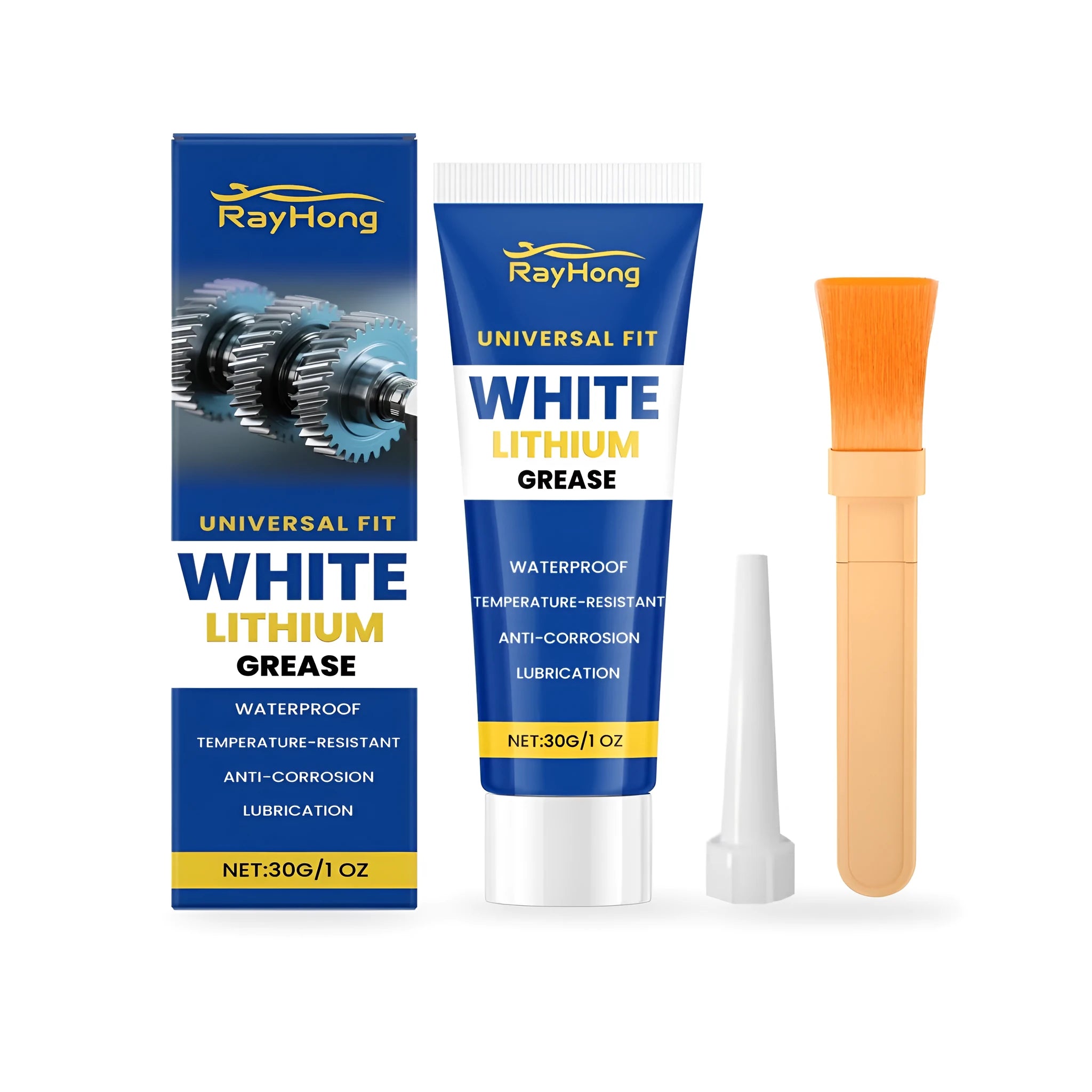 RAYHONG white lithium automotive grease 30g tube with brush and applicator tip