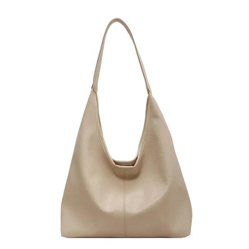 Two-piece composite bag set: large hobo shoulder bag and clutch in PU, available in five colours including black and dark brown
