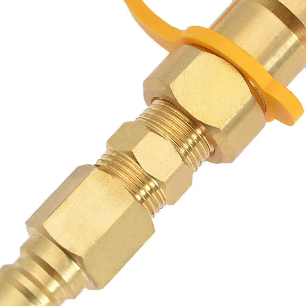 Brass 3/8 inch gas tank connector with American standard thread for propane conversion