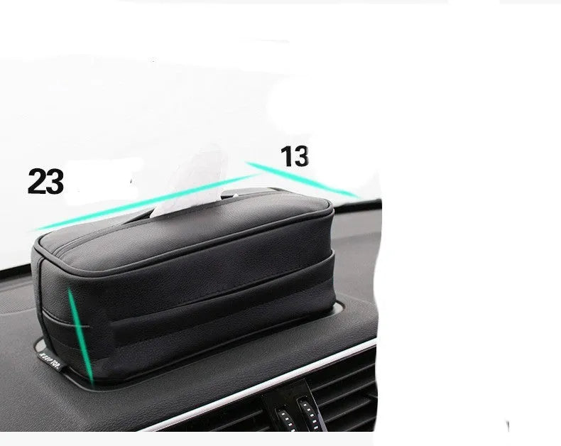 Large black PU leather car hanging organiser box with paper bag packaging