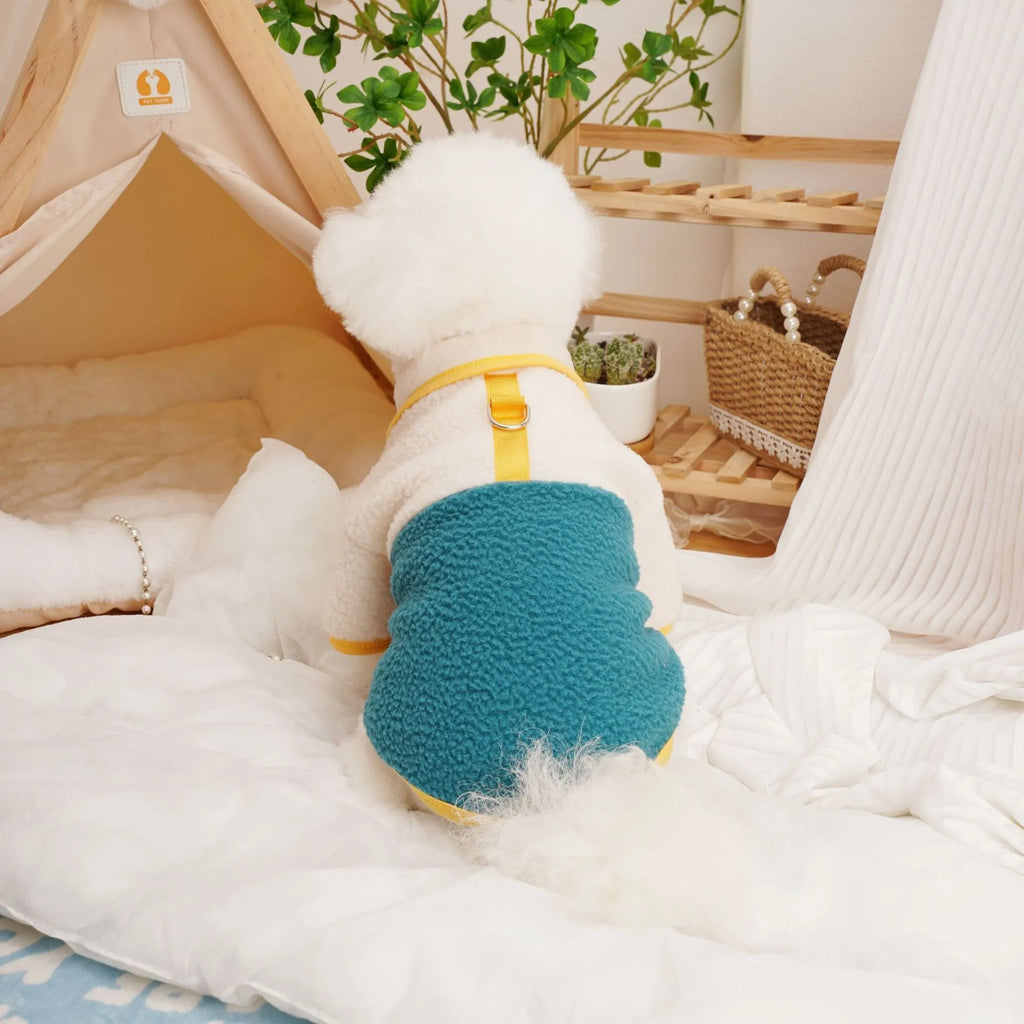 Lambswool fleece pet sweatshirt in caramel colour for autumn and winter warmth