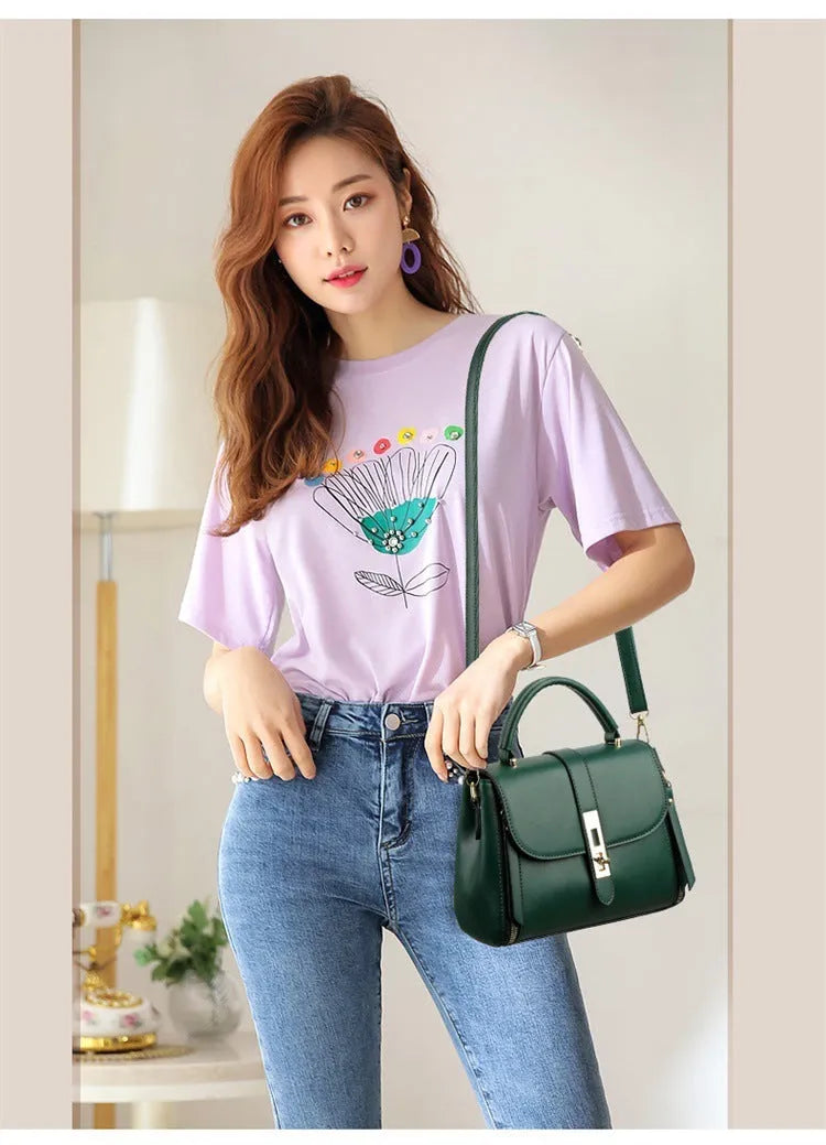 Women's soft PU leather shoulder messenger bag in square vertical design measuring 21x11x16cm