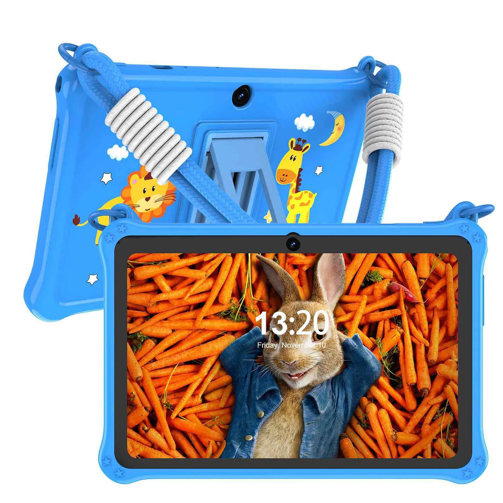 7-inch children's tablet silicone protective case with carrying strap in sapphire blue colour