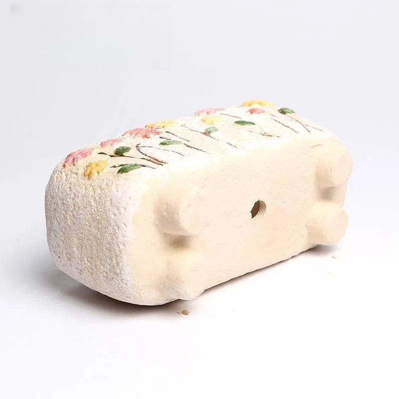 Rectangular hand-painted ceramic flower pot for succulents with 13.7x6.2x6.5cm dimensions