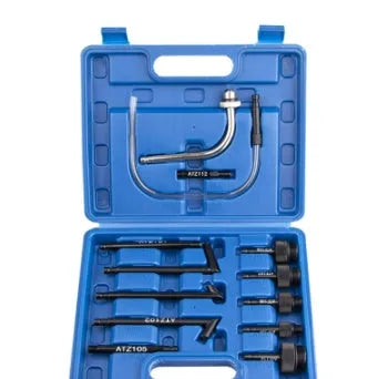13-piece automatic transmission oil refuelling tool kit with pump and assorted connectors