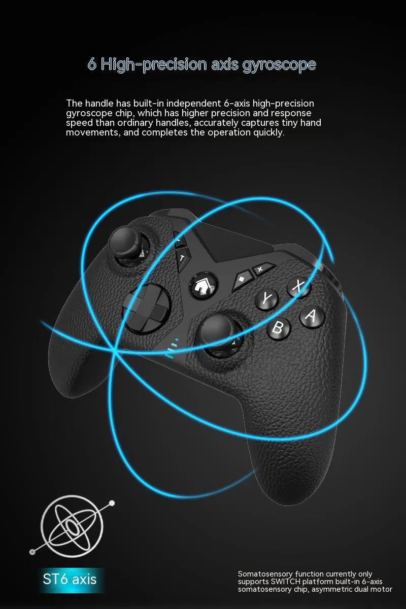 Black wireless game controller for Nintendo with type-c port and leather pattern texture.