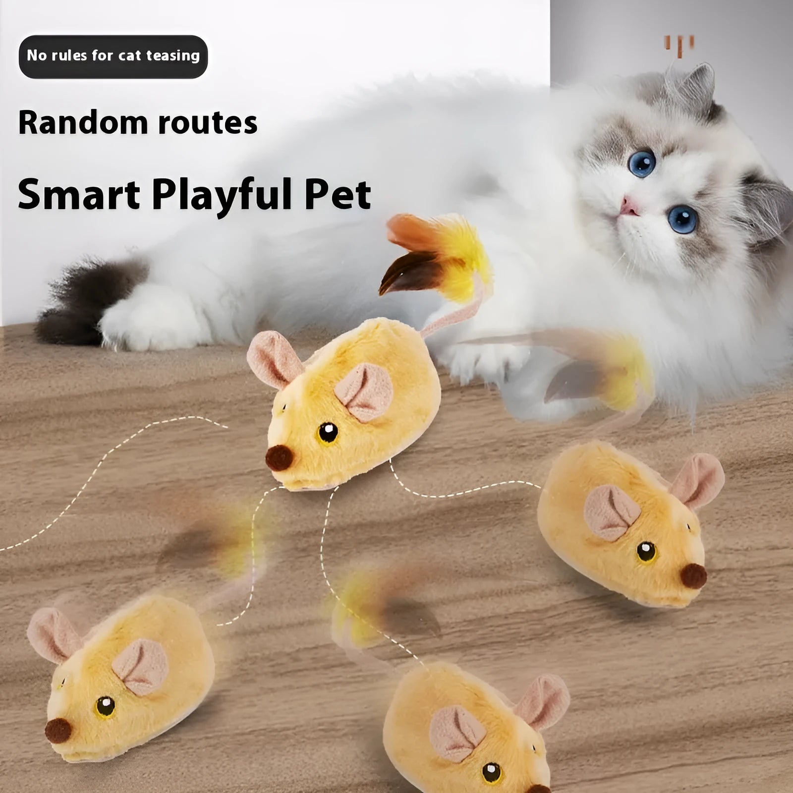 Electronic plush cat toy mouse with remote control for realistic feline play