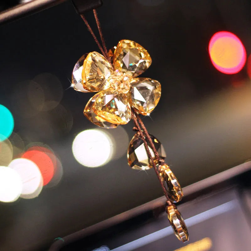 Crystal four leaf grass car pendant hanging chain decoration 20cm size