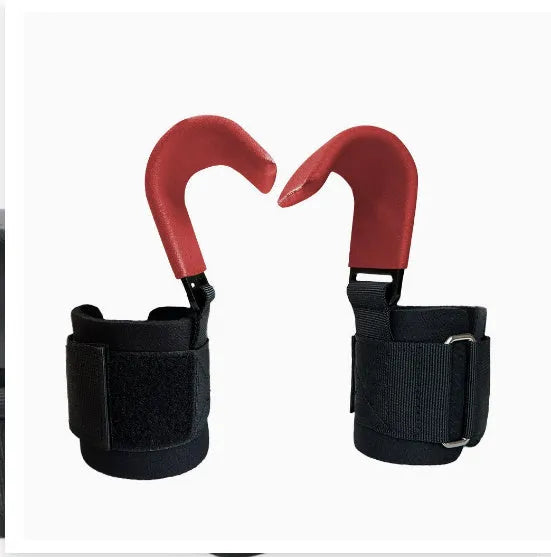 Black fitness wrist strap with hook for pull-up training and wrist support