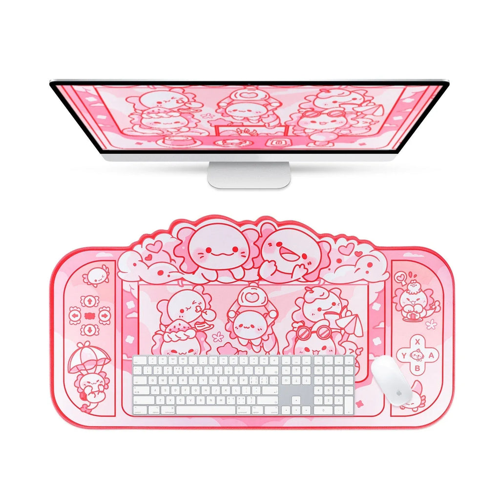 Hexagonal Dragon Crane Machine large cloth mouse pad measuring 75x40cm with cartoon anime design