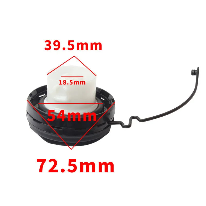 Black Toyota replacement fuel tank cap with snap-type design for fuel filler neck