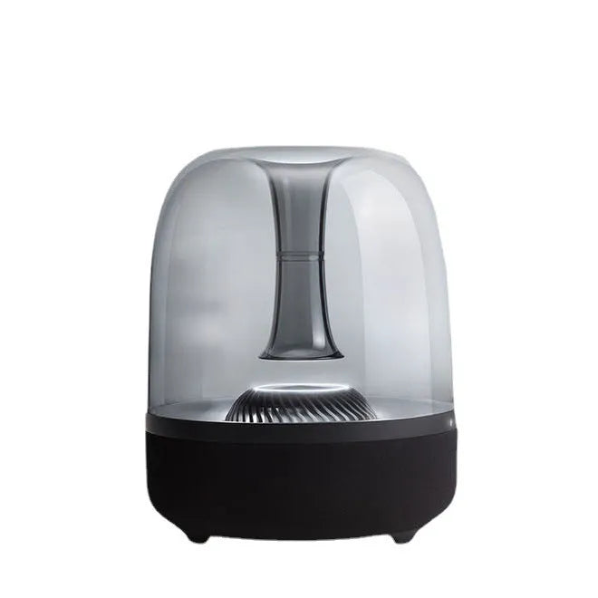 Blue glass desktop MINI computer speaker with bass, Bluetooth, and USB interface, 110 by 110 by 150 mm